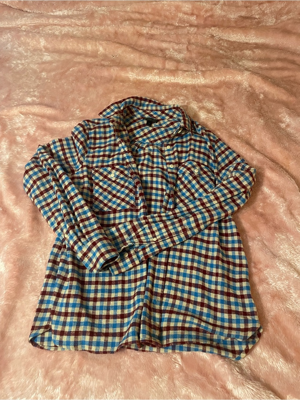 J. Crew Blue, Red & Cream Plaid Button-Down Shirt